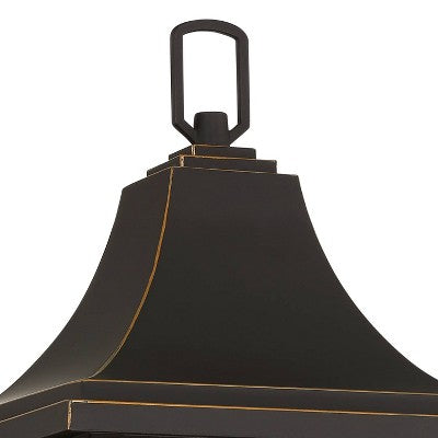  John Timberland Sunderland Rustic Mission Outdoor Wall Light Fixture Black Gold 24 3/4" Clear Glass For Post Exterior Barn Deck House Porch Yard Patio