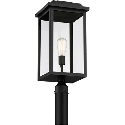  John Timberland Eastcrest Modern Outdoor Post Light Textured Black 22 1/2" Clear Glass Panels For Exterior Barn Deck House Porch Yard Patio Outside