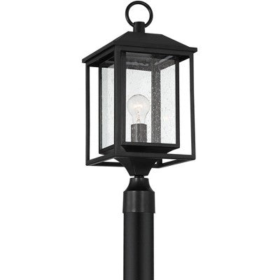 John Timberland Califa Modern Outdoor Post Light Black Metal Cage 21 3/4" Clear Seedy Glass For Exterior Barn Deck House Porch Yard Patio Home Outside
