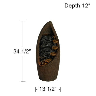  John Timberland Modern Rustic Outdoor Floor Water Fountain With Light LED 34 1/2" High Cascading For Yard Garden Patio Deck