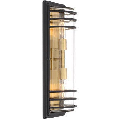  John Timberland Habitat Modern Outdoor Wall Light Fixture Black Brass Metal 21" Clear Glass For Post Exterior Barn Deck House Porch Yard Posts Patio