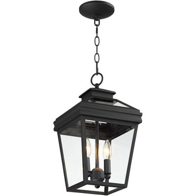  John Timberland Stratton Street Rustic Outdoor Hanging Light Textured Black Lantern 16 1/2" Clear Glass For Post Exterior Barn Deck House Porch Yard