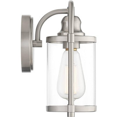  John Timberland Rustic Farmhouse Outdoor Wall Light Fixtures Set Of 2 Brushed Nickel 10 1/4" Clear Glass For Exterior Barn Deck House Porch Yard Patio