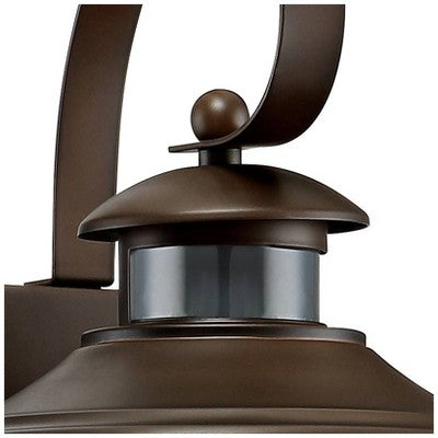  John Timberland Coastal Outdoor Light Fixture Oiled Bronze 14" Seedy Glass Lantern Dusk To Dawn Motion Security Sensor For Exterior Porch