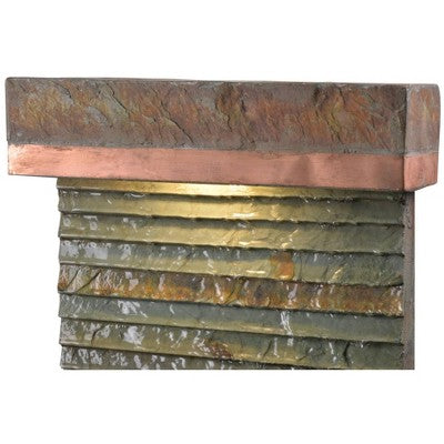  Stave 48" High Large Rustic Indoor Outdoor Decor Copper And Slate Stone Floor Fountain With Light LED Waterfall Outside Garden Patio