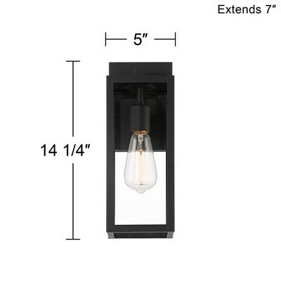  John Timberland Titan Modern Outdoor Wall Light Fixtures Set Of 2 Mystic Black 14 1/4" Clear Glass For Post Exterior Barn Deck House Porch Yard Patio