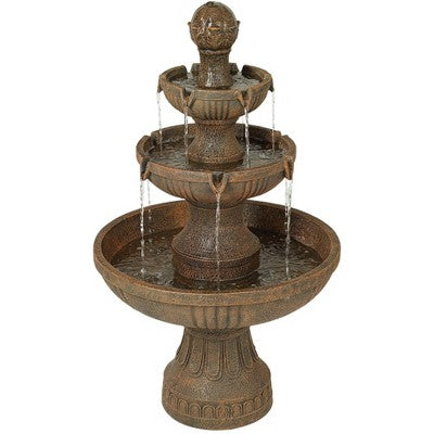  John Timberland Ravenna Rustic 3 Tier Weathered Stone Cascading Outdoor Floor Water Fountain 43" For Yard Garden Patio Home Deck Porch House Exterior