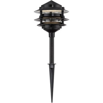  John Timberland Three-Tier Pagoda 11" High Black Modern LED Landscape Path Light