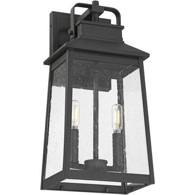  John Timberland Jubliee 17 1/4" High Modern Outdoor Wall Light Fixture Mount Porch House Exterior 2-Light Weatherproof Black Metal Clear Glass Shade