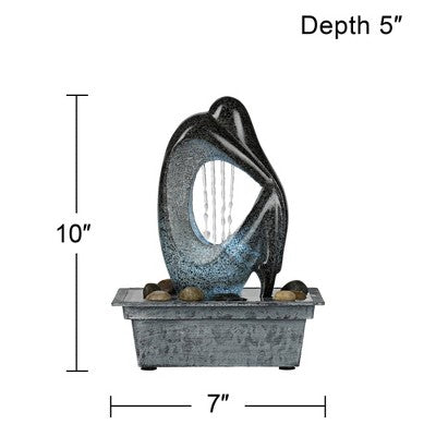  John Timberland Modern Tabletop Water Fountain With LED Light 10" Silhouette For Indoor Table Top Desk