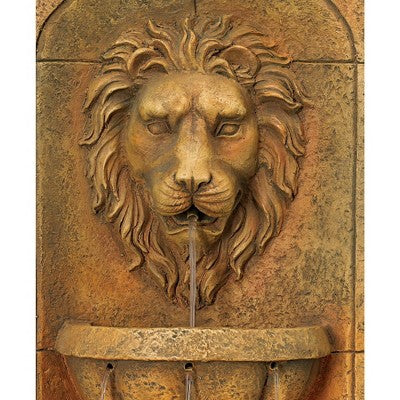  Royal Lion Head 29 1/2" High Large Italian Indoor Outdoor Decor Faux Stone Wall Fountain With Light LED Outside Garden Patio