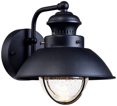  John Timberland Industrial Outdoor Wall Light Fixtures Set Of 2 Black Metal LED 8" Seedy Glass For Exterior Barn Deck House Porch
