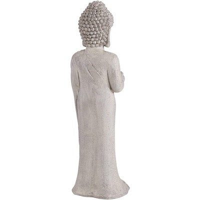  John Timberland Standing Buddha Statue Sculpture Zen Garden Decor Indoor Outdoor Front Porch Patio Yard Outside Home Balcony Gray Faux Stone 32" Tall