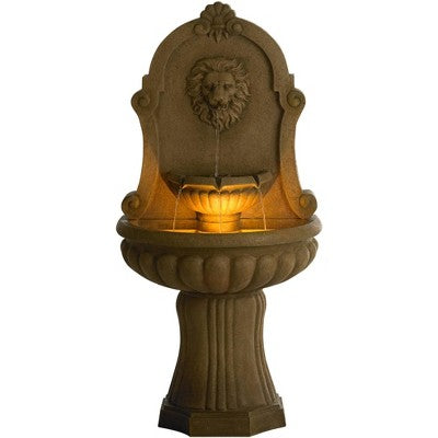  Royal Savanna Lion 58" High Large Italian Indoor Outdoor Decor Faux Stone Floor Fountain With Light LED Outside Garden Patio