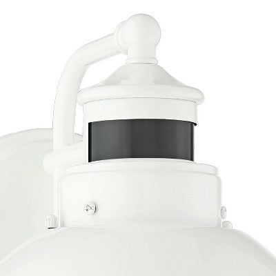  John Timberland Oberlin Rustic Industrial Farmhouse Outdoor Barn Light Fixture White Dusk To Dawn Motion Sensor 9" Clear Seedy Glass For Exterior Deck