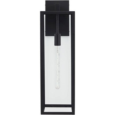  John Timberland Modern Industrial Outdoor Wall Light Fixture Mystic Black 27" Clear Glass Panels For Exterior Barn Deck House Porch Yard Patio Garage