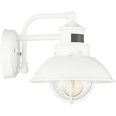  John Timberland Oberlin Rustic Industrial Farmhouse Outdoor Barn Light Fixture White Dusk To Dawn Motion Sensor 9" Clear Seedy Glass For Exterior Deck