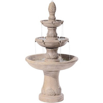  Domanico 57" High Large Italian Indoor Outdoor Decor Sand Stone Floor Fountain Waterfall 3-Tier Outside Garden Patio Yard Backyard