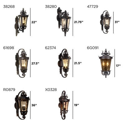  John Timberland Casa Marseille Rustic Outdoor Wall Light Fixture Valencia Bronze Scroll 21 3/4" Champagne Hammered Glass For Post Exterior Barn Deck