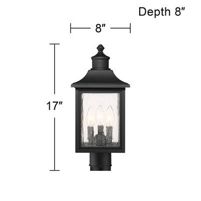  John Timberland Moray Bay Rustic Mission Outdoor Post Light Black 17" Clear Seedy Glass For Exterior Barn Deck House Porch Yard Patio Home Outside