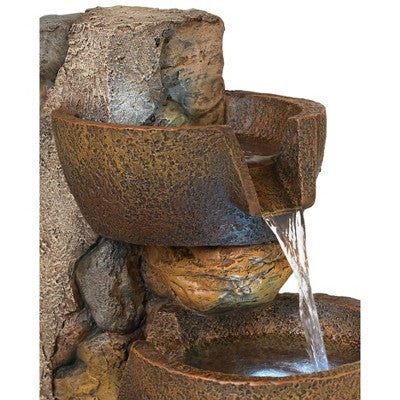  John Timberland Ashmill Urn Rustic Cascading Outdoor Floor Water Fountain With LED Light 29" For Yard Garden Patio Deck Porch Exterior Balcony