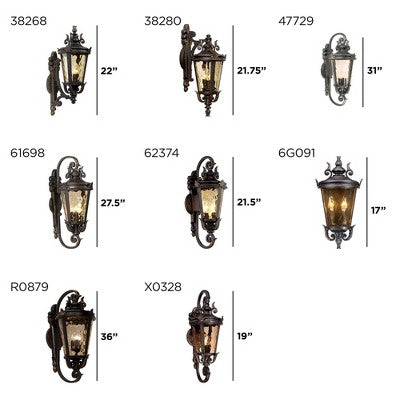  John Timberland Casa Marseille Rustic Outdoor Wall Light Fixture Veranda Bronze Ornate Scroll 36" Champagne Hammered Glass For Post Exterior Barn Deck