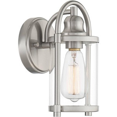  John Timberland Avani Rustic Farmhouse Outdoor Wall Light Fixture Brushed Nickel 10 1/4" Clear Glass For Exterior Barn Deck House Porch Yard Patio