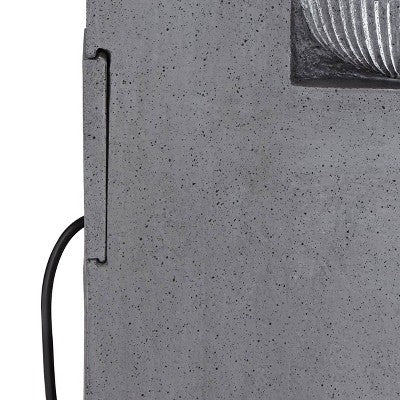  John Timberland Casava Modern 4-Bowl Cascading Outdoor Floor Water Fountain With LED Light 33" For Yard Garden Patio Home Deck Lawn Porch