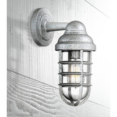  John Timberland Marlowe Industrial Outdoor Wall Light Fixture Galvanized Cage 13 1/4" Clear Glass For Post Exterior Barn Deck House Porch Yard Patio