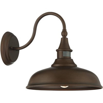  John Timberland Gough Rustic Farmhouse Outdoor Barn Light Fixture Bronze Dusk To Dawn Motion Sensor Dark Sky 12 1/2" For Post Exterior Deck House Yard