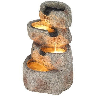  Glacial Rock Zen 30" High Large Rustic Indoor Outdoor Decor Faux Stone Floor Fountain With Light LED Waterfall Outside Garden Patio