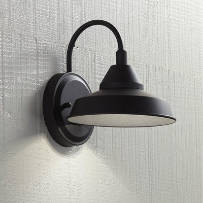  John Timberland Westley Rustic Farmhouse Outdoor Barn Light Fixture Black LED Gooseneck Arm Dark Sky 8 1/2" For Exterior Deck House Porch Yard Patio