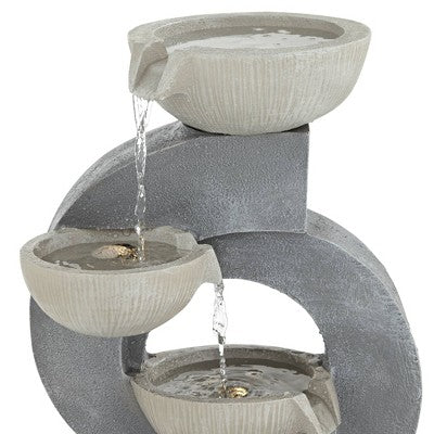  Tarin Four Bowl 23 1/2" High Large Modern Indoor Outdoor Decor Gray Faux Stone Floor Fountain With Light LED Cascading Outside