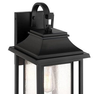  John Timberland Cecile 21.25 High Mission Outdoor Wall Light Fixture Mount Porch House Box Lantern Weatherproof Black Clear Seeded Glass Shade