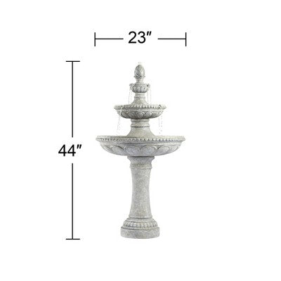  John Timberland Pineapple Modern 3 Tier Cascading Outdoor Floor Water Fountain 44" For Yard Garden Patio Home Deck Porch House Exterior Balcony Roof