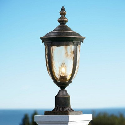  John Timberland Bellagio Rustic Outdoor Post Light Veranda Bronze 21" Hammered Glass For Exterior Barn Deck Post Light House Porch Yard Patio Home