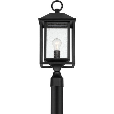  John Timberland Califa Modern Outdoor Post Light Black Metal Cage 21 3/4" Clear Seedy Glass For Exterior Barn Deck House Porch Yard Patio Home Outside