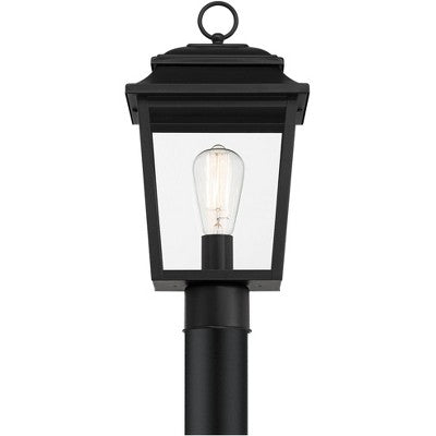  John Timberland Bellis Verde 16" High Traditional Outdoor Post Mount Light Fixture Pole Porch Waterproof Textured Black Metal Clear Glass Shade