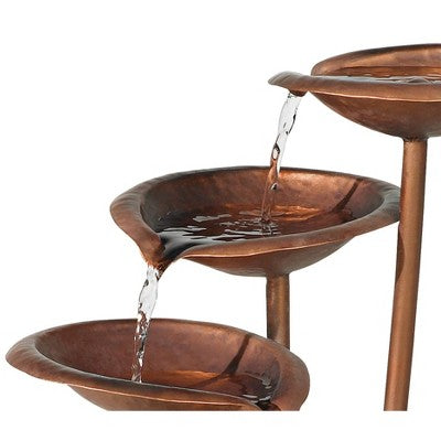  John Timberland Water Lilies And Cat Tails Rustic Cascading Outdoor Floor Water Fountain 33" For Yard Garden Patio Home Deck Porch House Exterior Roof