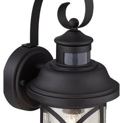  John Timberland Capistrano Mission Outdoor Wall Light Fixtures Set Of 2 Black Dusk To Dawn Motion Sensor 15 3/4" Clear Seeded Glass For Post Exterior