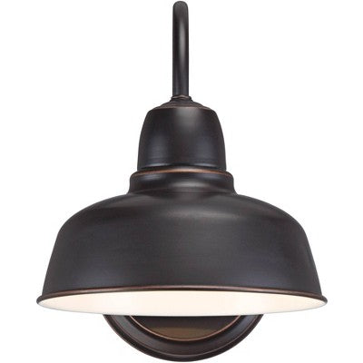  John Timberland Urban Barn Rustic Industrial Farmhouse Outdoor Wall Light Fixtures Set Of 2 Oil Rubbed Bronze Gooseneck Arm 11 1/4" For Post Exterior