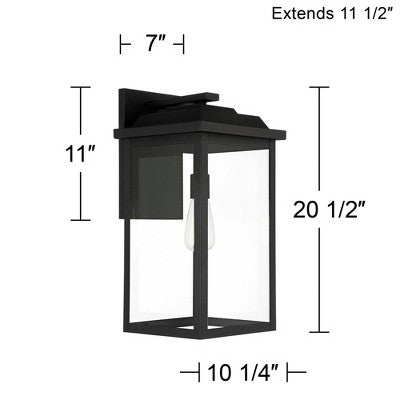  John Timberland Eastcrest Modern Outdoor Wall Light Fixture Textured Black 20 1/2" Clear Glass Panels For Post Exterior Barn Deck House Porch Patio