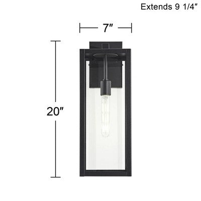  John Timberland Titan Modern Outdoor Wall Light Fixture Mystic Black 20" Clear Glass For Post Exterior Barn Deck House Porch Yard Patio Home Outside