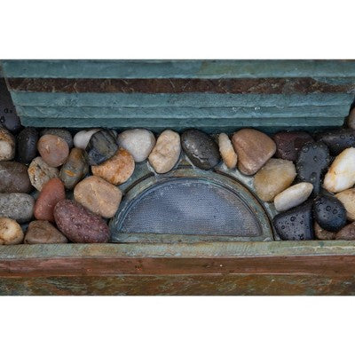  Stave 48" High Large Rustic Indoor Outdoor Decor Copper And Slate Stone Floor Fountain With Light LED Waterfall Outside Garden Patio