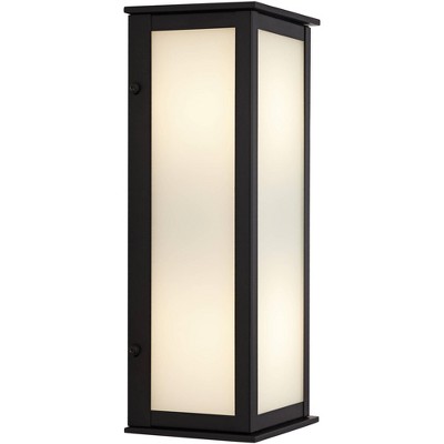  John Timberland Modern Outdoor Wall Light Fixtures Set Of 2 Black 12 3/4" Milky White Glass Panels For Post Exterior Barn Deck
