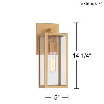  John Timberland Modern Outdoor Wall Light Fixture Soft Gold 14 1/4" Clear Glass For Exterior Barn Deck House Home Porch Yard Patio