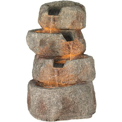  Glacial Rock Zen 30" High Large Rustic Indoor Outdoor Decor Faux Stone Floor Fountain With Light LED Waterfall Outside Garden Patio