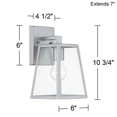 John Timberland Arrington Modern Outdoor Wall Light Fixture Silver Steel 10 3/4" Clear Glass For Post Exterior Barn Deck House Porch Yard Posts Patio
