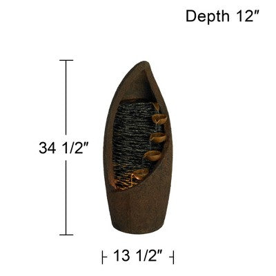  John Timberland Modern Rustic Outdoor Floor Water Fountain With Light LED 34 1/2" High Cascading For Yard Garden Patio Deck