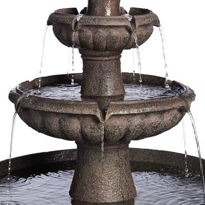  John Timberland Italian Style 3 Tier Outdoor Floor Water Fountain With Light LED 43" High Gray Faux Stone Garden Patio Backyard